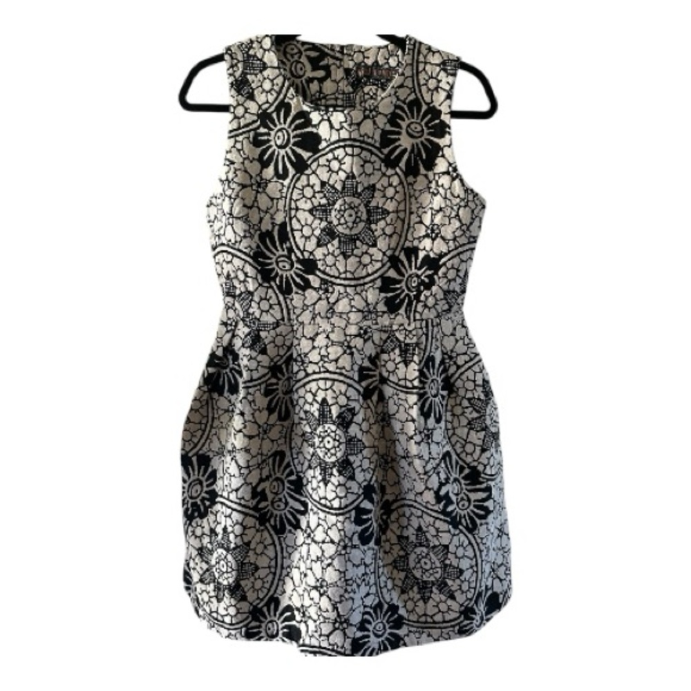 QED London Floral Black and White Mini Dress